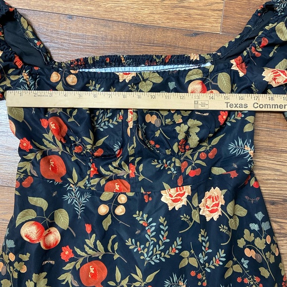 NWT Cider Fruit & Floral square neck Off-shoulder puff sleeve Dress Curve XL - Picture 4 of 7